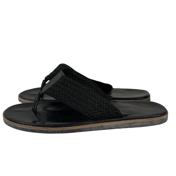 1901 Shoes | 1901 Salinas Mens Woven Leather Footbed Flip Flops Sandals Shoes Size 8 | Color: Black | Size: 8 | Hislifestyle's Closet